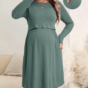 Elegant Green Maternity Dress